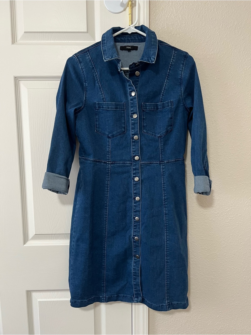 Next Women’s Denim Shirt Dress UK 12 / EU 40 Retro Long Sleeve Midi Dress